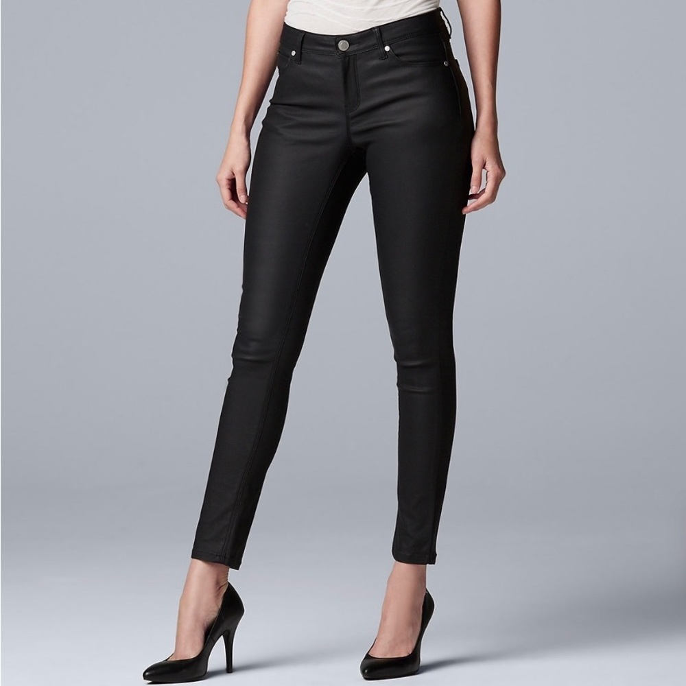 Vera Wang simply vera women’s size 14 faux leather coated skinny jeans